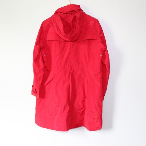 Cole Haan Back Bow Packable Hooded Raincoat Zip Red Rain Jacket Size XL H13198 - Picture 9 of 11